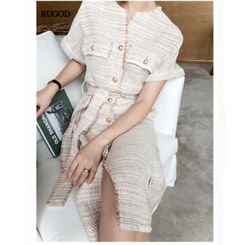 Elegant Office Lady Dress Women Fashion Belted Short Sleeve Knitted Dress 2019 Summer Single Breasted Midi Dress Vestidos
Elegant Office Lady Dress Women Fashion Belted Short Sleeve Knitted Dress 2019 Summer Single Breasted Midi Dress Vestidos