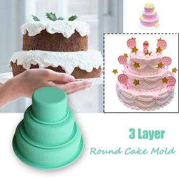 

3 Layer Round Cake Mold Silicone Baking Tray Pan Graduation Season Cake Mold Baking utensils