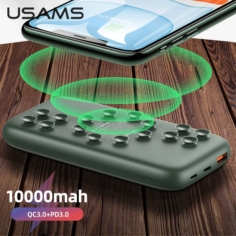 Беспроводное зарядное устройство USAMS QC 3 0 PD Быстрая зарядка Внешняя батарея для