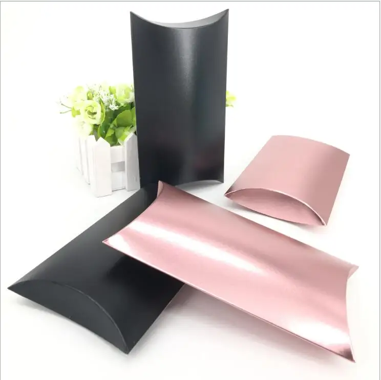 30pcs Pillow Paper Box Phone Case Packing Box Rose Gold Gift Cardboard Box Matte Black Paper Pillow Box
