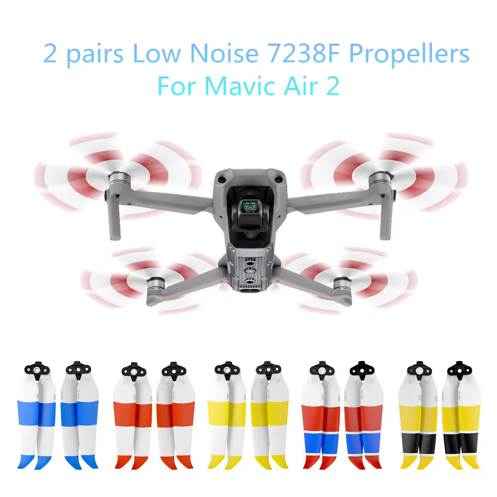 2 пары цветных пропеллеров 7238F с низким уровнем шума для Mavic Air 2 аксессуары