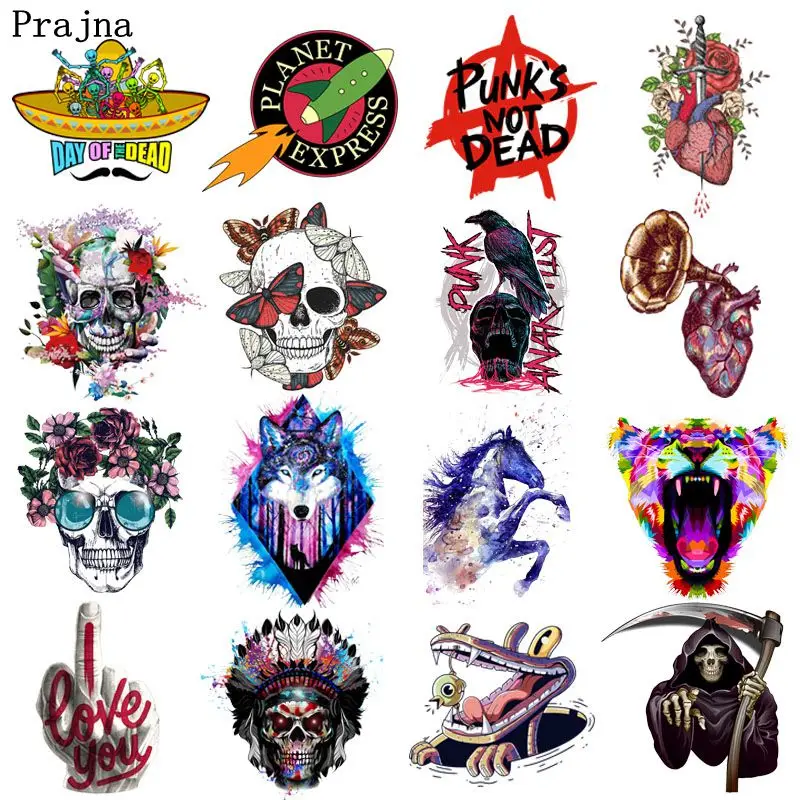 Prajna Punk Skull Patches Iron On Heat Transfer Vynil Thermal Stickers Heat Transfer For Clothes Biker Patch DIY Stripe Applique
Prajna Punk Skull Patches Iron On Heat Transfer Vynil Thermal Stickers Heat Transfer For Clothes Biker Patch DIY Stripe Applique