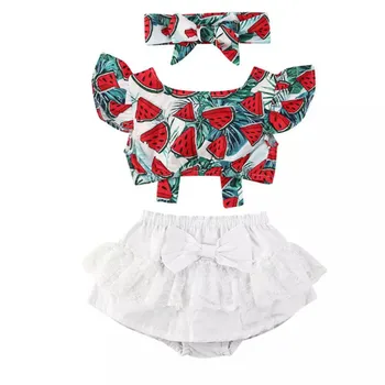 Summer watermelon Pattern Newborn Kids Baby Girls Clothes Set 2020 New Knot Ruffle Tops Shorts Infant Girls 2Pcs Outfits Set
Summer watermelon Pattern Newborn Kids Baby Girls Clothes Set 2020 New Knot Ruffle Tops Shorts Infant Girls 2Pcs Outfits Set