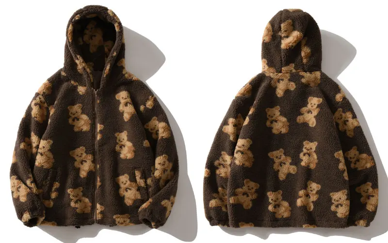 Furry Bear Streetwear Unisex Zip-up Jacket - true deals club