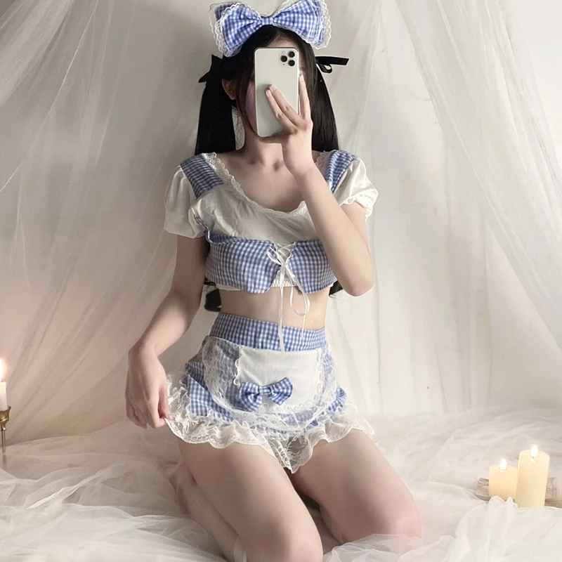 

Lolita Maid Servant Costume Babydoll Dress Uniform Erotic Role Play Cute Live Show Women Sexy Lingerie Cosplay Costumes