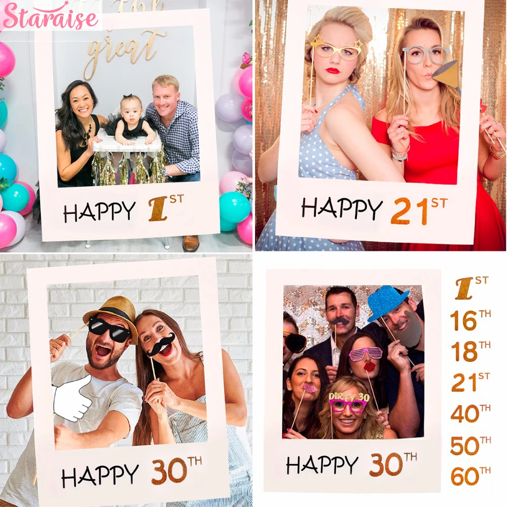 Staraise 30th 40th 50th 60th Photo Booth Frame Happy Birthday Photobooth Props Baby 1st Birthday Party Decoration Photo Booth
Staraise 30th 40th 50th 60th Photo Booth Frame Happy Birthday Photobooth Props Baby 1st Birthday Party Decoration Photo Booth