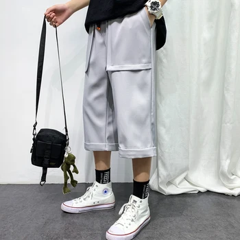 Solid Color Straight Pants Men's Eight Pants Hong Kong Style Men's Ankle-length Pants Men's Streetwear Hip Hop Loose Shorts
Solid Color Straight Pants Men's Eight Pants Hong Kong Style Men's Ankle-length Pants Men's Streetwear Hip Hop Loose Shorts
