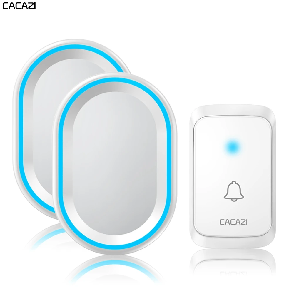 

CACAZI Home Intelligent Wireless Doorbell for Outdoor Waterproof 300M Long Range US EU UK AU Plug 60 Chime 1 Button 2 Receiver