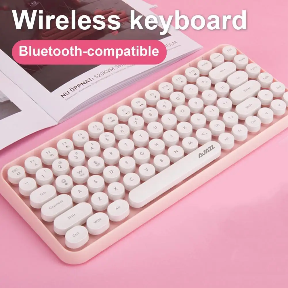 

AJAZZ 308I Wireless Keyboard Portable Mute Hit 84 Keys Bluetooth-compatible 3.0 Round Key Computer Keyboard for Office