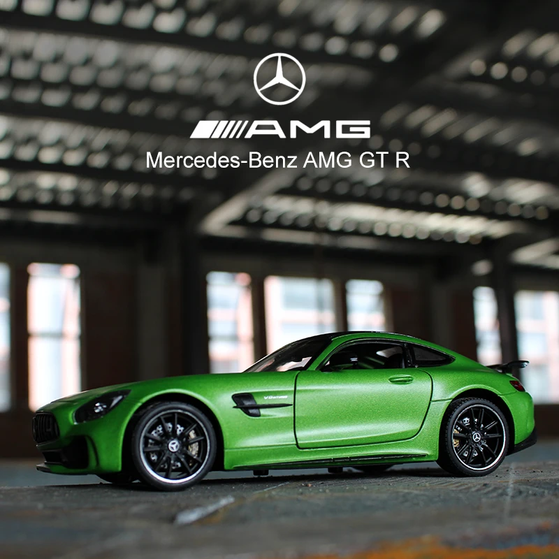 Welly 1:24 Mercedes AMG GTR с принтом в виде зеленой машинки брелок для автомобильных ключей