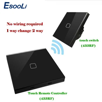 Esooli EU standard Smart Home wireless 433Mhz(1527 chip) Black White Switch shape Touch 30M Remote controller
Esooli EU standard Smart Home wireless 433Mhz(1527 chip) Black White Switch shape Touch 30M Remote controller