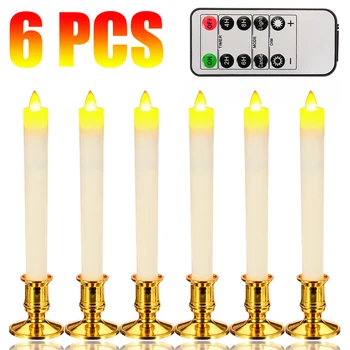 6pcs LED Candles with Remote Control Plastic Flameless Remote Candles Flickering Lights for Dinner Party Decoration Yellow 
6pcs LED Candles with Remote Control Plastic Flameless Remote Candles Flickering Lights for Dinner Party Decoration Yellow