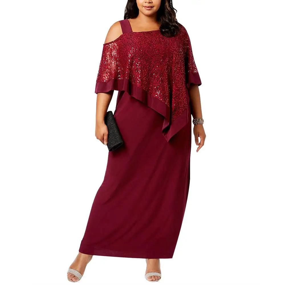 Women Elegant Sequined Evening Party Dress Plus size Split Irregular Long Maxi Lace Dresses 4XL Large size Off Shoulder Vestidos
Women Elegant Sequined Evening Party Dress Plus size Split Irregular Long Maxi Lace Dresses 4XL Large size Off Shoulder Vestidos