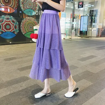 High Waist Summer Skirt Elegant Ruffles Square Chiffon Skirt Ladies Plus Size Long Skirt Korean Purple Jupe Femme
High Waist Summer Skirt Elegant Ruffles Square Chiffon Skirt Ladies Plus Size Long Skirt Korean Purple Jupe Femme