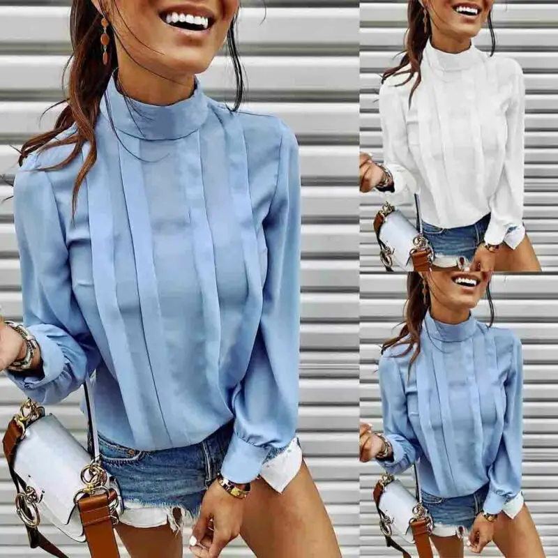 Newest Stylish Womens Long Sleeve High Neck Solid Color Blouses Lady Casual Loose Tops Blouses
Newest Stylish Womens Long Sleeve High Neck Solid Color Blouses Lady Casual Loose Tops Blouses