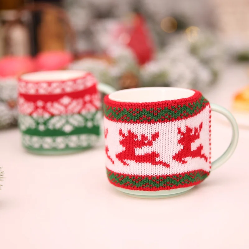 Hot Christmas Cup Cover Tree Snowflake Knitted Elk Woolen Cup Cover Mug Cup Sleeve Xmas Bottle Covers Table Decor
Hot Christmas Cup Cover Tree Snowflake Knitted Elk Woolen Cup Cover Mug Cup Sleeve Xmas Bottle Covers Table Decor