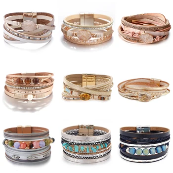 Amorcome Bohemian Natural Stone Charm Leather Bracelets for Women 2020 Fashion Crystal Multilayer Wrap Bracelet Female Jewelry
Amorcome Bohemian Natural Stone Charm Leather Bracelets for Women 2020 Fashion Crystal Multilayer Wrap Bracelet Female Jewelry
