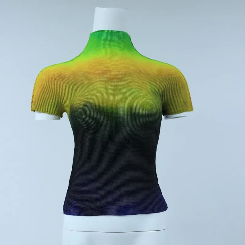 Changpleat summer new Women printing T-shirt Tops Miyak Pleated Fashion Slim Short sleeve High elasticity Female Base T-shirt
Changpleat summer new Women printing T-shirt Tops Miyak Pleated Fashion Slim Short sleeve High elasticity Female Base T-shirt
