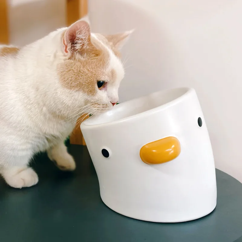 

Chicken Bowl Ceramic Cat Bowl Oblique Pet Feeding Bowl Water Soup Bowl