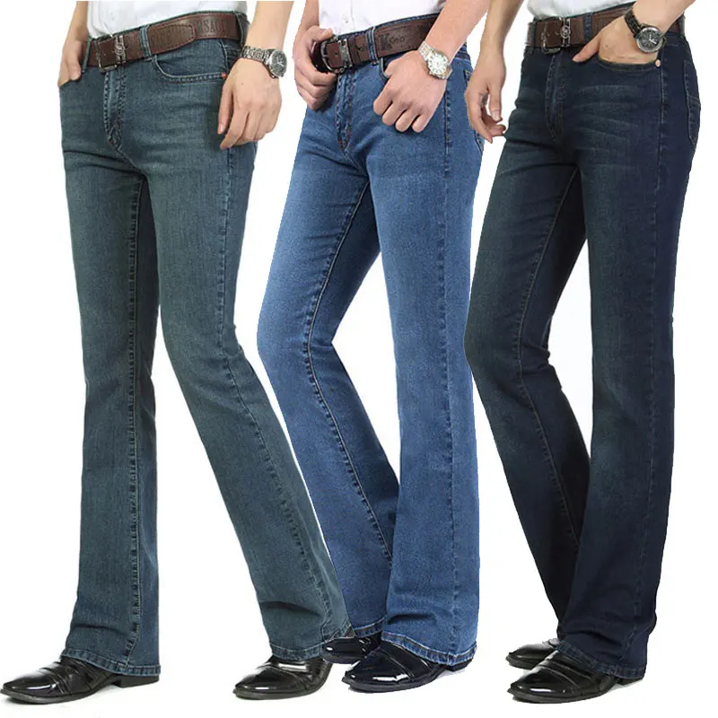 Фото Мужские джинсы со средней талией Стрейчевые брюки FIare мужские - купить