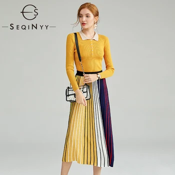 SEQINYY Knitting Set 2020 Spring Autumn New Fashion Design Yellow Sweater Elastic Waist Colorful Pleated Midi Skirt Women Suit
SEQINYY Knitting Set 2020 Spring Autumn New Fashion Design Yellow Sweater Elastic Waist Colorful Pleated Midi Skirt Women Suit