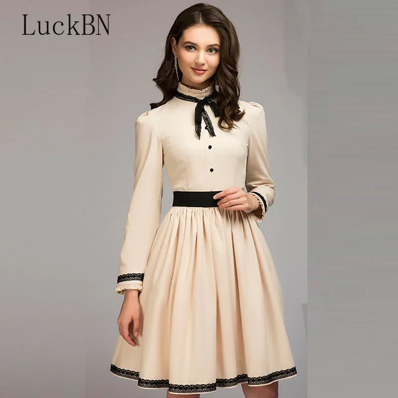 LuckBN Spring Autumn Dress New Arrival Women Dress Lace Patchwork Long Sleeve A Line Dress Female Party Dresses Vintage Vestidos
LuckBN Spring Autumn Dress New Arrival Women Dress Lace Patchwork Long Sleeve A Line Dress Female Party Dresses Vintage Vestidos