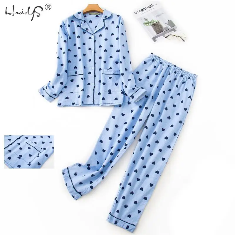 

Women's Pajamas Set Autumn Winter Cotton Sleepwear Plaid Print Pyjama Femme Long Sleeve Tops Pajama Pj Pants Homewear Loungewear