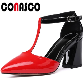 CONASCO Spring Summer Women Party Wedding Shoes Patent Leather Shoes T-Strap Thick Heel Sexy Mature Buckle Strap Shoes Woman
CONASCO Spring Summer Women Party Wedding Shoes Patent Leather Shoes T-Strap Thick Heel Sexy Mature Buckle Strap Shoes Woman