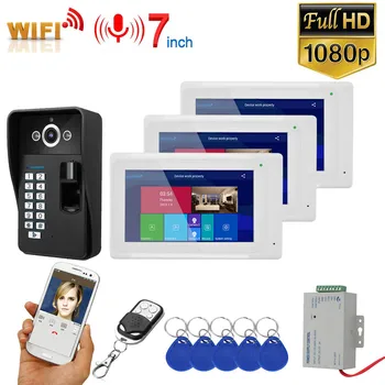 GAMWTER 7 inch 2 Monitors Wifi Wireless Fingerprint RFID Video Door Phone Doorbell Intercom System with Wired 1080P camera
GAMWTER 7 inch 2 Monitors Wifi Wireless Fingerprint RFID Video Door Phone Doorbell Intercom System with Wired 1080P camera