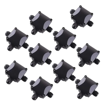3-Way Junction Box, IP 68 Waterproof Connectors for Outdoor Lighting External Junction Box Pack of 10 Black
3-Way Junction Box, IP 68 Waterproof Connectors for Outdoor Lighting External Junction Box Pack of 10 Black