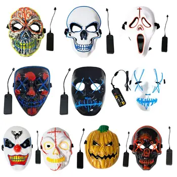 Men Women Halloween Scary Mask EL Wire LED Light Up Costume Death Skull Ghost Pumpkin Cosplay Festival Party Decoration Props 
Men Women Halloween Scary Mask EL Wire LED Light Up Costume Death Skull Ghost Pumpkin Cosplay Festival Party Decoration Props