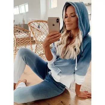 Women Tie Dye Printed Pajamas Long Sleeve Home Clothes Hooded Pajamas Set
Women Tie Dye Printed Pajamas Long Sleeve Home Clothes Hooded Pajamas Set