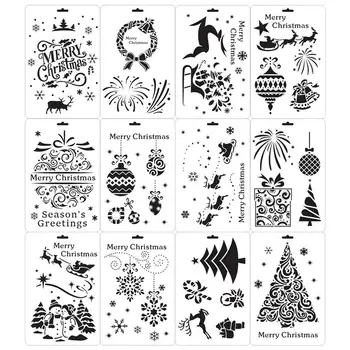 12PCS Christmas Hollow Template DIY Painting Template Christmas Stencils Drawing Template For Window Glass 
12PCS Christmas Hollow Template DIY Painting Template Christmas Stencils Drawing Template For Window Glass
