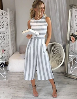 Summer Women Ladies Strap Striped Jumpsuit Sleeveless Summer Jumpsuit Rompers Bodysuit 
Summer Women Ladies Strap Striped Jumpsuit Sleeveless Summer Jumpsuit Rompers Bodysuit