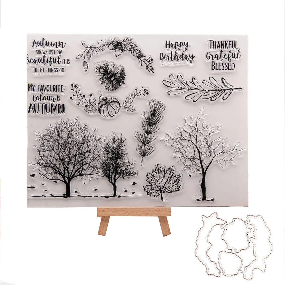 WYSE Clear Stamps with Metal Cutting Dies Tree Leaves Craft Stamp and Die Scrapbooking Set for DIY Handmade Paper Card Tools
WYSE Clear Stamps with Metal Cutting Dies Tree Leaves Craft Stamp and Die Scrapbooking Set for DIY Handmade Paper Card Tools