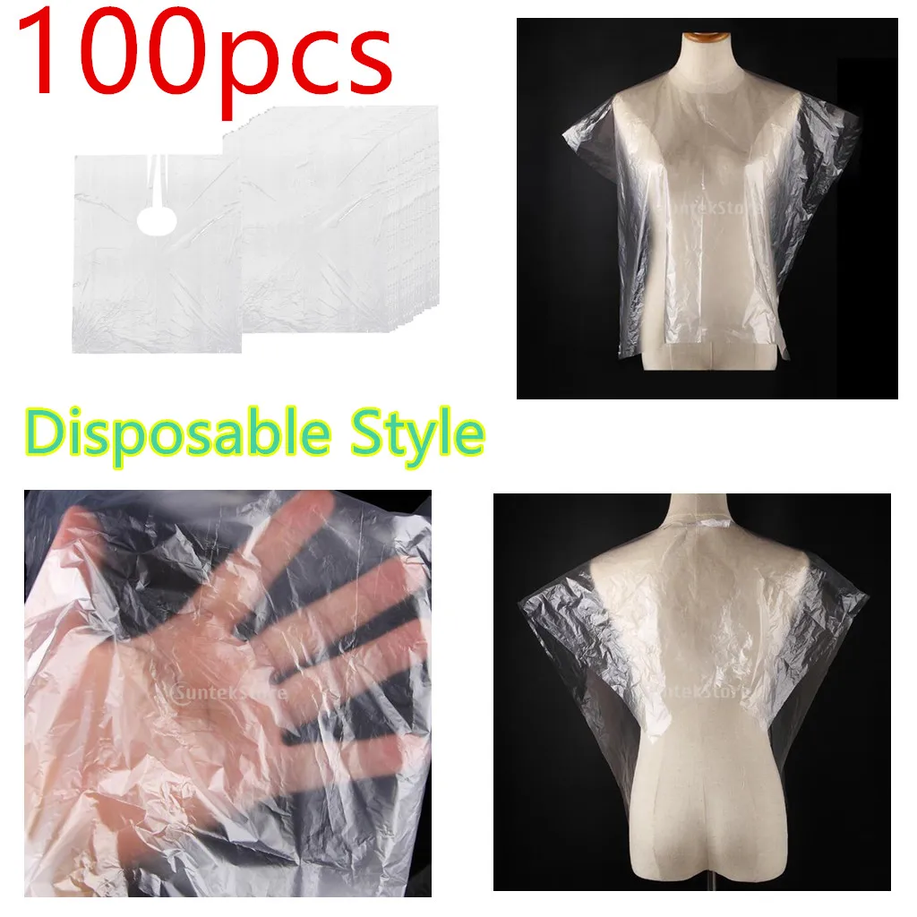 100x PE Disposable Hair Cutting Cape Gown Stylist Barber Capes Gowns Hairdressing Capes Apron Barber Caps Cloth 64x84cm 100x PE Disposable Hair Cutting Cape Gown Stylist Barber Capes Gowns Hairdressing Capes Apron Barber Caps Cloth 64x84cm
