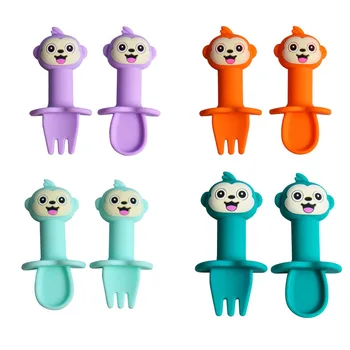 2Pcs/Set Detachable Baby Spoon Fork Set Cartoon Monkey Silicone Teether Toys Anti-slip Feeding Training Utensils Learning Tablew
2Pcs/Set Detachable Baby Spoon Fork Set Cartoon Monkey Silicone Teether Toys Anti-slip Feeding Training Utensils Learning Tablew