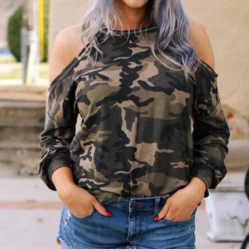 Fashion Womens Sexy T shirt Off Shoulder Camouflage Tops Casual Shirt Long Sleeve Loose Tops Spring Autumn Harajuku Clothing
Fashion Womens Sexy T shirt Off Shoulder Camouflage Tops Casual Shirt Long Sleeve Loose Tops Spring Autumn Harajuku Clothing