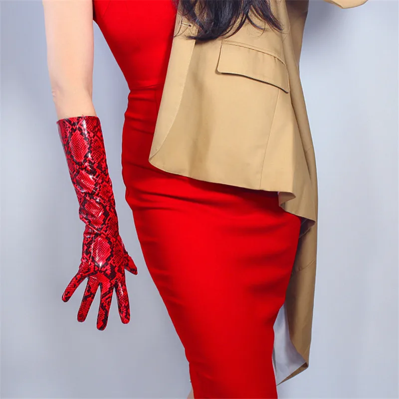 2020 NEW Snakeskin Long Gloves 50cm Patent Leather Bright Leather Animal Print Python Red Wide Cuff Female Gloves PU175
2020 NEW Snakeskin Long Gloves 50cm Patent Leather Bright Leather Animal Print Python Red Wide Cuff Female Gloves PU175