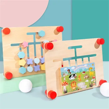 

Montessori 3d Jigsaw Wooden Puzzle Game Kids Color Shape Matching Wisdom Walking Toy Baby Early Educational Toys Children Gifts
