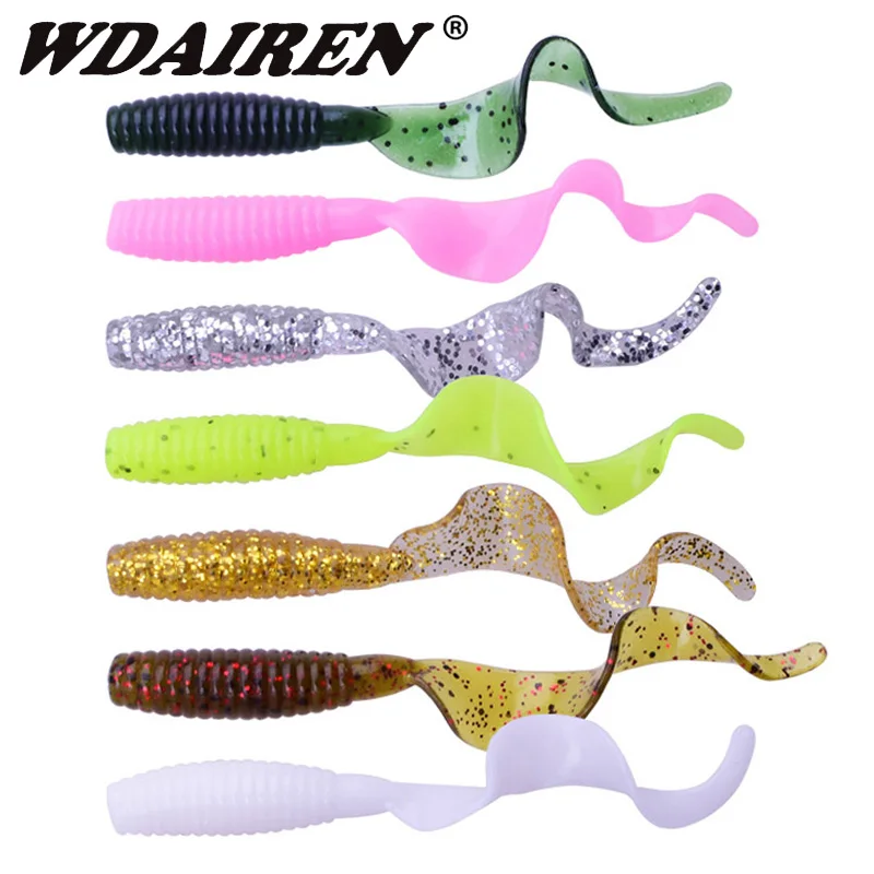 

10pcs/lot Fishing Lures Artificial Worm soft bait 6cm 1.8g Jig Wobbler Shrimp Flavor Additive Silicone baits Bass Fishing Tackle