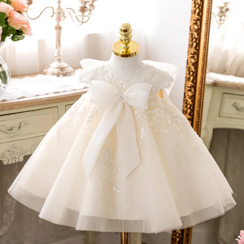 Flower girl baby birthday party bow party dress girl's first formal birthday communion ball party Sequin puffy dress
Flower girl baby birthday party bow party dress girl's first formal birthday communion ball party Sequin puffy dress