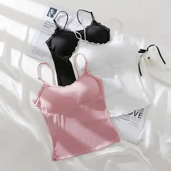 Solid Color Summer Sexy Camisoles for Women Crop Top Sleeveless Shirt Lace Camisole Bottoming Slim Lady Bralette Padded Top 
Solid Color Summer Sexy Camisoles for Women Crop Top Sleeveless Shirt Lace Camisole Bottoming Slim Lady Bralette Padded Top