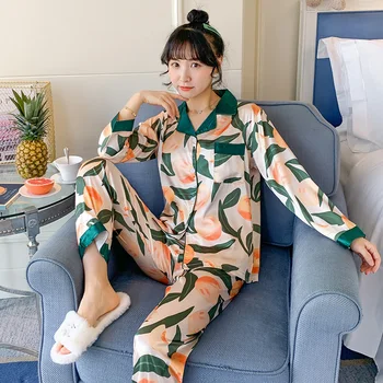 2020 Women's Spring Autumn Pajama Set Long Sleeve Plus Size Pajamas Sets Silk Satin Pijama Sleepwear Pyjamas Nightwear homewear
2020 Women's Spring Autumn Pajama Set Long Sleeve Plus Size Pajamas Sets Silk Satin Pijama Sleepwear Pyjamas Nightwear homewear