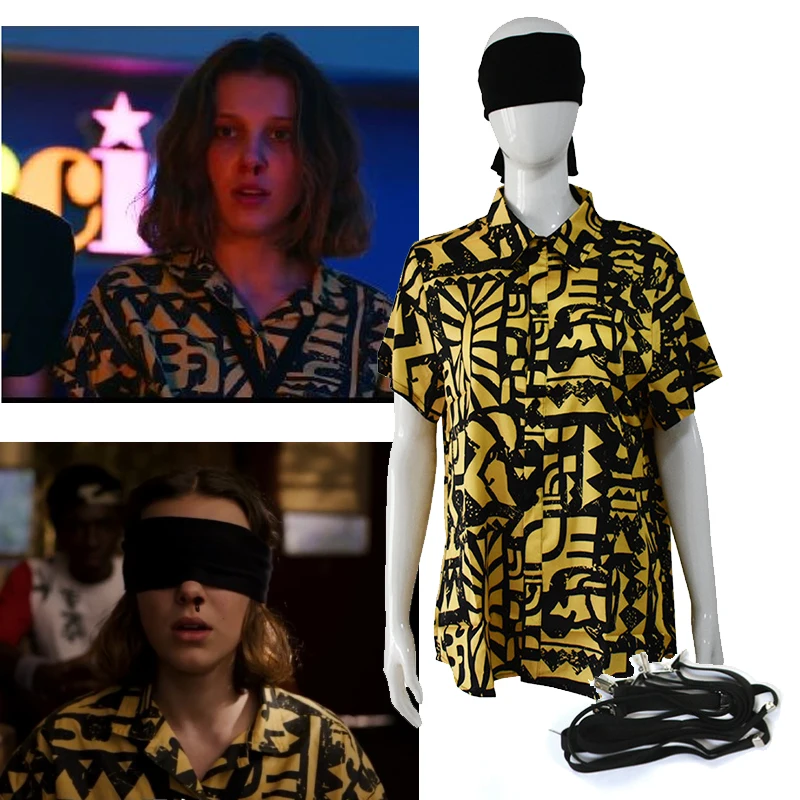 Stranger Things Season 3 cosplay costumes Eleven uniforms Printing T-shirt / Blindfold / Strap Halloween costume for woman
Stranger Things Season 3 cosplay costumes Eleven uniforms Printing T-shirt / Blindfold / Strap Halloween costume for woman