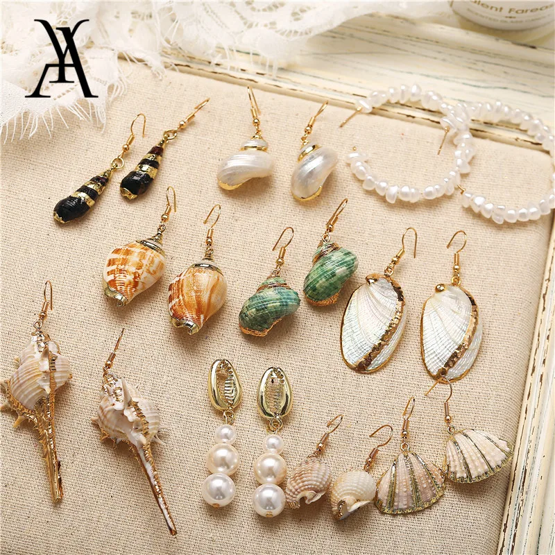 Boho Ocean Beach Conch Cowrie Sea Shell Earrings for Women Fashion Geometric Irregular Pearl Statement Earrings Pendientes
Boho Ocean Beach Conch Cowrie Sea Shell Earrings for Women Fashion Geometric Irregular Pearl Statement Earrings Pendientes