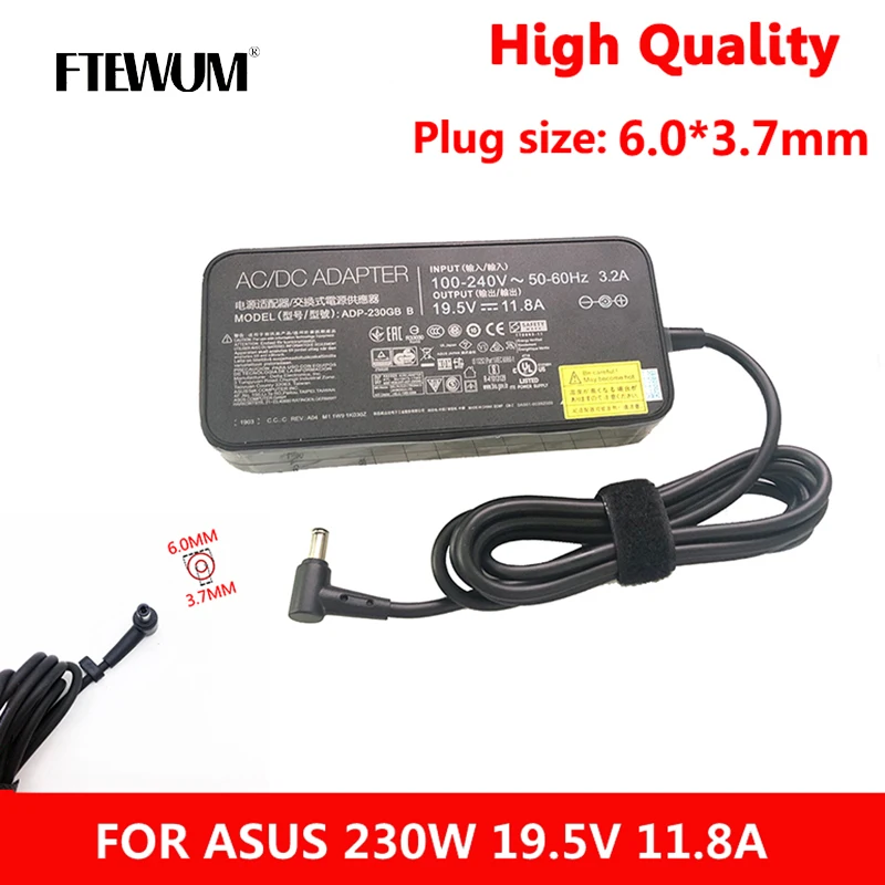 230W Charger 19.5V 11.8A 6.0*3.7mm AC Notebook Laptop Adapter For For ASUS ROG GM501GS GX501V GX501VI GX501 GX501VI-XS75 Power
230W Charger 19.5V 11.8A 6.0*3.7mm AC Notebook Laptop Adapter For For ASUS ROG GM501GS GX501V GX501VI GX501 GX501VI-XS75 Power