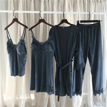 Female Sleep Set Sexy Soft 4PCS Nightwear Lingerie Warm Winter Nightgown Home Clothing Long Sleeve Kimono Bathrobe Gown
Female Sleep Set Sexy Soft 4PCS Nightwear Lingerie Warm Winter Nightgown Home Clothing Long Sleeve Kimono Bathrobe Gown