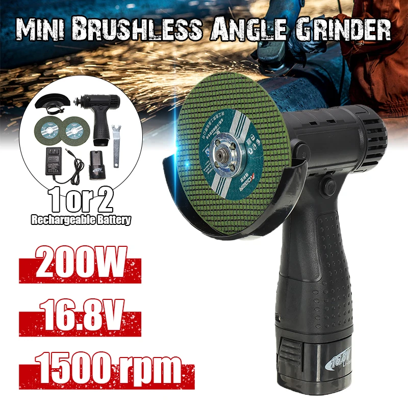 200W 16.8V Mini Cordless Angle Grinder Polishing Machine Brushless Mini Cutter Rechargeable Power Tools With 2pcs Batteries
200W 16.8V Mini Cordless Angle Grinder Polishing Machine Brushless Mini Cutter Rechargeable Power Tools With 2pcs Batteries