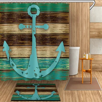 Nautical Anchor Shower Curtain Sets Rustic Wood Board Brown Green Waterproof Fabric Polyester Bath Curtain for Bathroom Decor
Nautical Anchor Shower Curtain Sets Rustic Wood Board Brown Green Waterproof Fabric Polyester Bath Curtain for Bathroom Decor